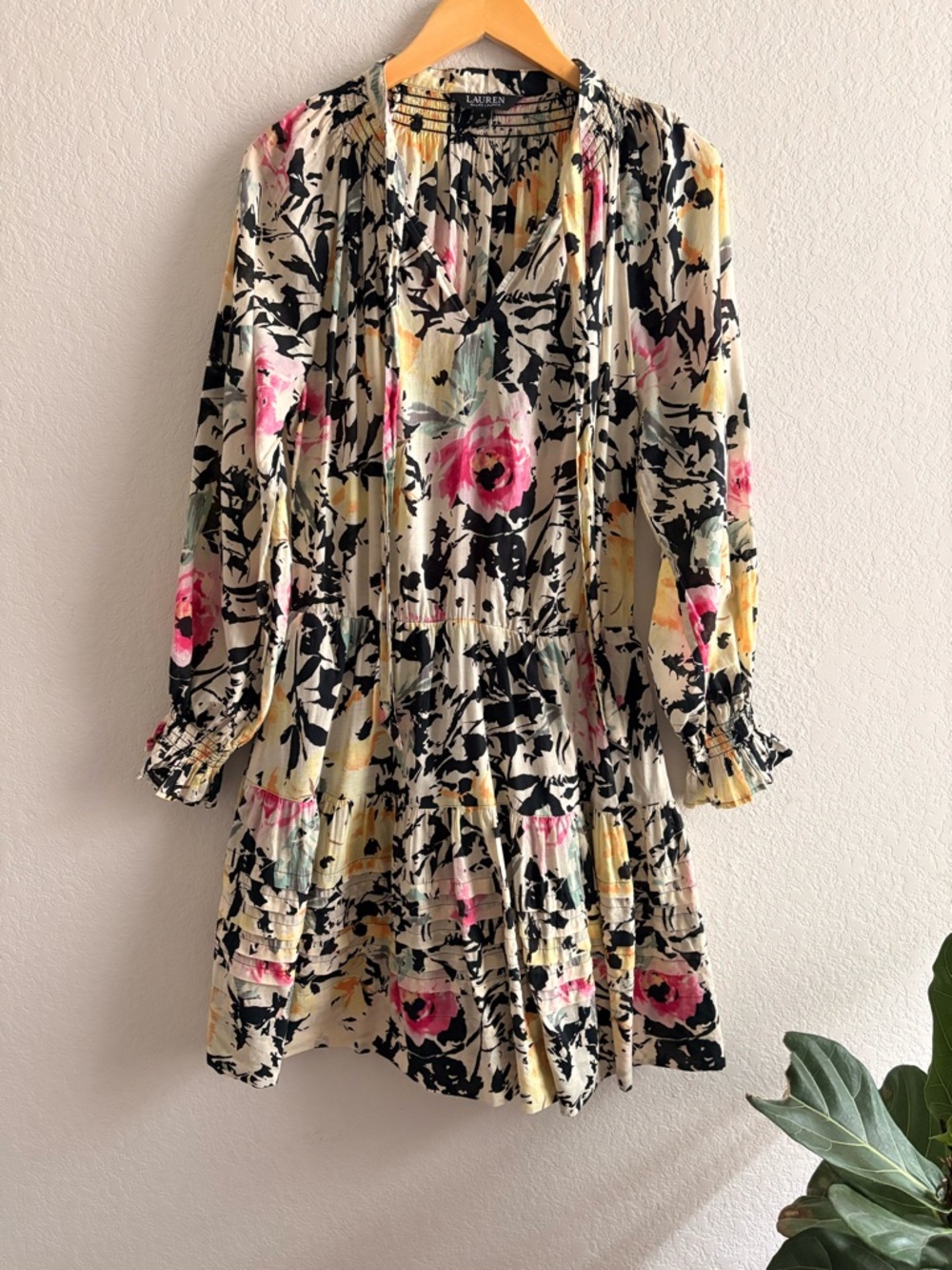 Lauren Ralph Lauren Floral Cotton Voile Dress Womens Size 6 Boho Prairie Work